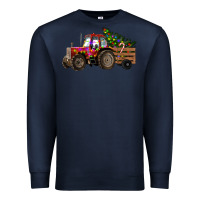 Navy Christmas Farm Tractor Premium Sweatshirt - RanaPortraitStore