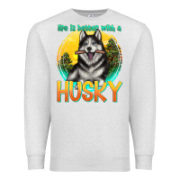 Oatmeal Heather life is better with a husky Premium Sweatshirt - texasbilliewilder