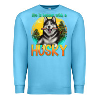 Ocean Blue life is better with a husky Premium Sweatshirt - texasbilliewilder