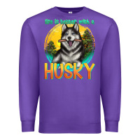 Purple life is better with a husky Premium Sweatshirt - texasbilliewilder