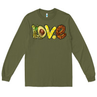 Army Green love avocado Long Sleeve Tee - BarkalooDesign