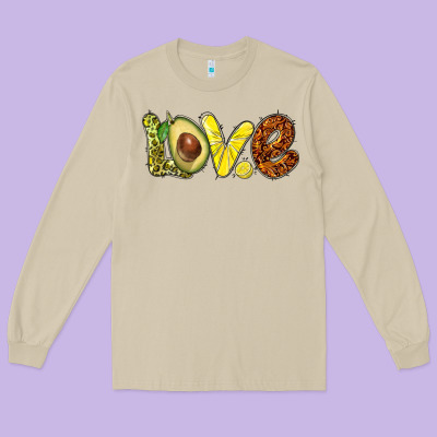 Love Avocado Long Sleeve Tee Designed By Barkaloodesign
