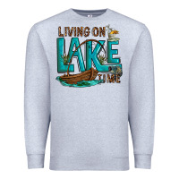 Heather Grey living on lake time Premium Sweatshirt - texasbilliewilder