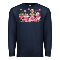Navy pink christmas coffee cups Premium Sweatshirt - Zillion Design Studio