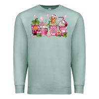 Seafoam pink christmas coffee cups Premium Sweatshirt - Zillion Design Studio