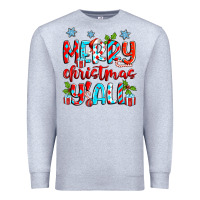 Heather Grey merry christmas y'all Premium Sweatshirt - Zillion Design Studio
