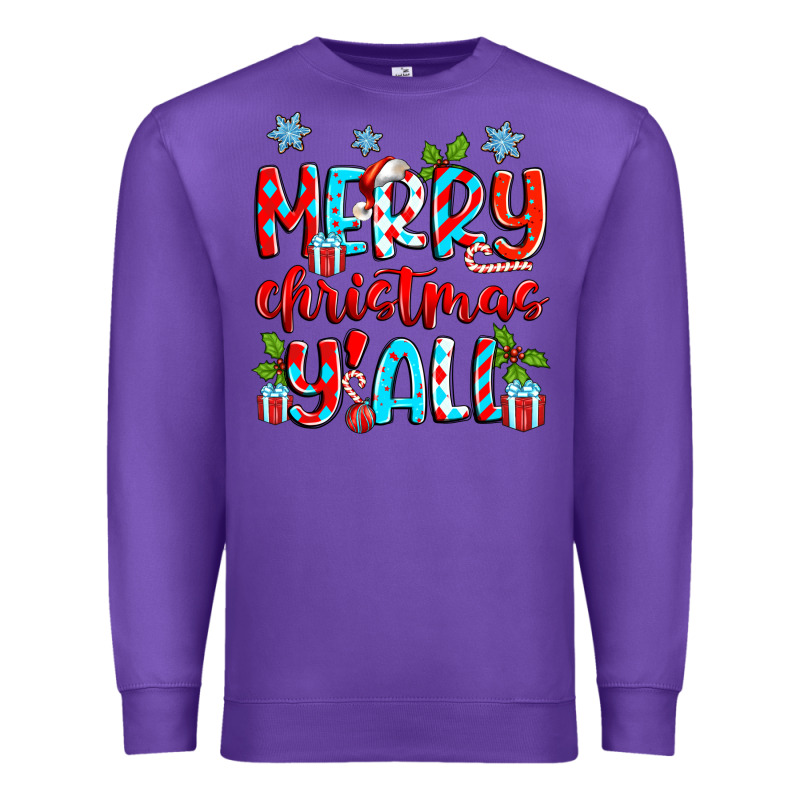 Merry Christmas Y'all Premium Sweatshirt by Zillion Design Studio | Teevron