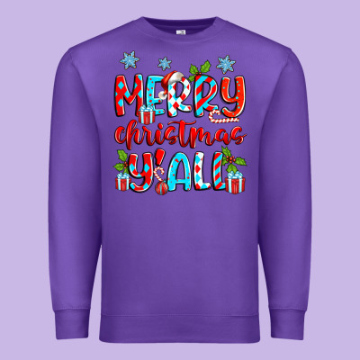Merry Christmas Y'all Premium Sweatshirt Designed By Zillion Design Studio