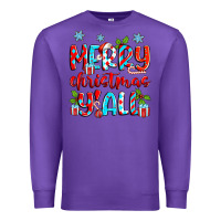 Purple merry christmas y'all Premium Sweatshirt - Zillion Design Studio