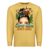 Antique Gold messy bun camp hair dont care Premium Sweatshirt - texasbilliewilder