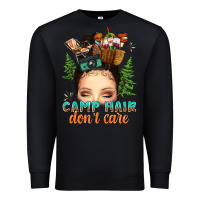 Black messy bun camp hair dont care Premium Sweatshirt - texasbilliewilder