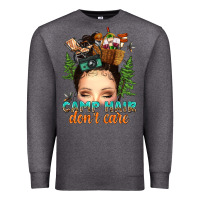 Charcoal Heather messy bun camp hair dont care Premium Sweatshirt - texasbilliewilder