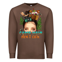 Chestnut messy bun camp hair dont care Premium Sweatshirt - texasbilliewilder