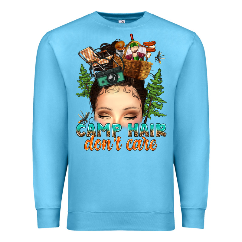 Messy Bun Camp Hair Dont Care Premium Sweatshirt by texasbilliewilder | Teevron