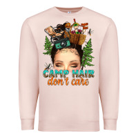 Pale Pink messy bun camp hair dont care Premium Sweatshirt - texasbilliewilder