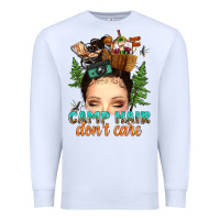 White messy bun camp hair dont care Premium Sweatshirt - texasbilliewilder