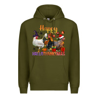 Army Green Happy Hallothanksmas Chick Premium Hoodie - BundleAndBundleShop