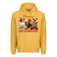 Mustard Happy Hallothanksmas Chick Premium Hoodie - BundleAndBundleShop