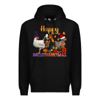 Black Happy Hallothanksmas Chick Premium Hoodie - BundleAndBundleShop