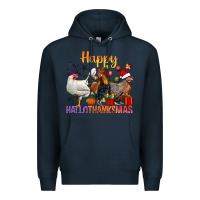 Navy Happy Hallothanksmas Chick Premium Hoodie - BundleAndBundleShop