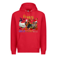 Red Happy Hallothanksmas Chick Premium Hoodie - BundleAndBundleShop