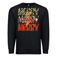 Black merry christmas lightning bolt Premium Sweatshirt - Zillion Design Studio