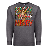 Charcoal Heather merry christmas lightning bolt Premium Sweatshirt - Zillion Design Studio