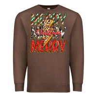 Chestnut merry christmas lightning bolt Premium Sweatshirt - Zillion Design Studio
