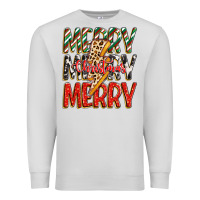 Dove Grey merry christmas lightning bolt Premium Sweatshirt - Zillion Design Studio