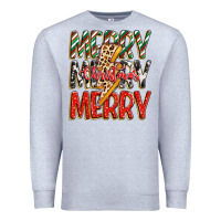 Heather Grey merry christmas lightning bolt Premium Sweatshirt - Zillion Design Studio