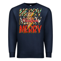 Navy merry christmas lightning bolt Premium Sweatshirt - Zillion Design Studio