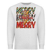 Oatmeal Heather merry christmas lightning bolt Premium Sweatshirt - Zillion Design Studio