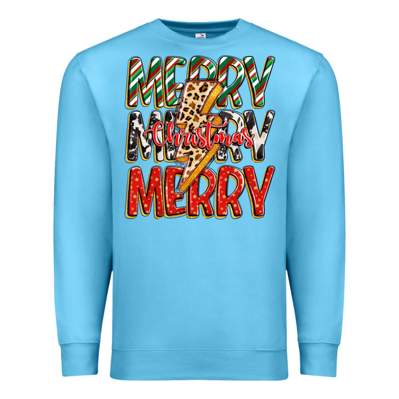 Merry Christmas Lightning Bolt Premium Sweatshirt by Zillion Design Studio | Teevron
