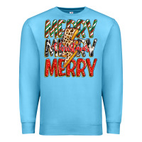 Ocean Blue merry christmas lightning bolt Premium Sweatshirt - Zillion Design Studio