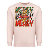Pale Pink merry christmas lightning bolt Premium Sweatshirt - Zillion Design Studio