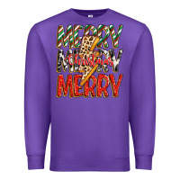 Purple merry christmas lightning bolt Premium Sweatshirt - Zillion Design Studio