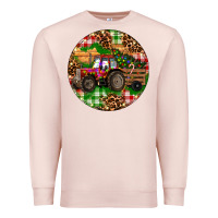 Pale Pink Christmas Farm Red Tractor Premium Sweatshirt - RanaPortraitStore