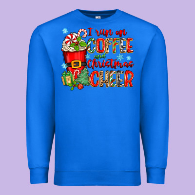 I Run On Coffee And Christmas Cheer Premium Sweatshirt Designed By Zillion Design Studio