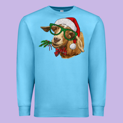 Premium Sweatshirt Christmas Glasses Goat