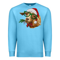 Ocean Blue Christmas Glasses Goat Premium Sweatshirt - RanaPortraitStore