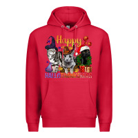 Cardinal Happy Hallothanksmas Cats Premium Hoodie - BundleAndBundleShop
