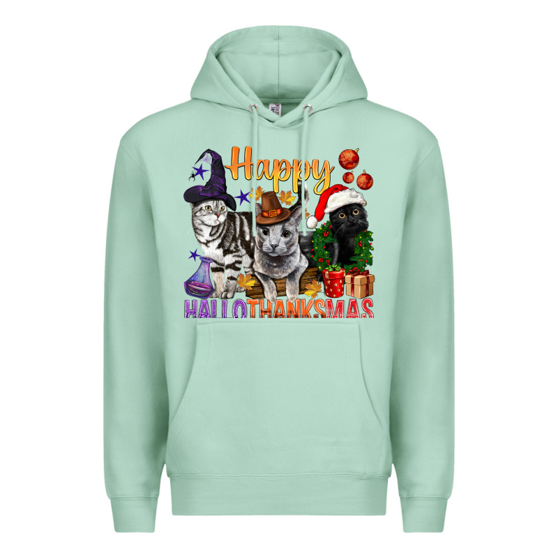 Happy Hallothanksmas Cats Premium Hoodie by BundleAndBundleShop | Teevron