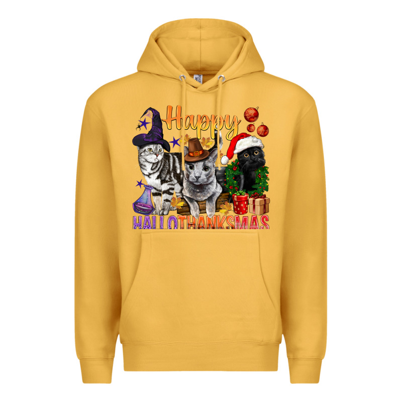 Happy Hallothanksmas Cats Premium Hoodie by BundleAndBundleShop | Teevron