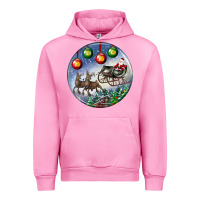Fuchsia Pink santa claus with deer christmas ornament Urban Hoodie - BundleAndBundleShop