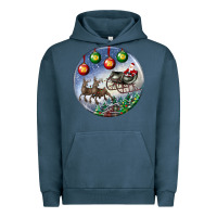 Pigment Midnight Navy santa claus with deer christmas ornament Urban Hoodie - BundleAndBundleShop
