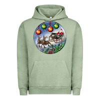 Pigment Oil Green santa claus with deer christmas ornament Urban Hoodie - BundleAndBundleShop