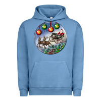 Pigment Pebble Blue santa claus with deer christmas ornament Urban Hoodie - BundleAndBundleShop