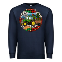 Navy Christmas Farm Tractor Premium Sweatshirt - RanaPortraitStore