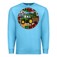Ocean Blue Christmas Farm Tractor Premium Sweatshirt - RanaPortraitStore