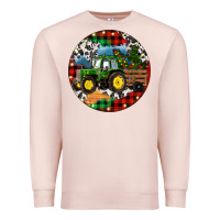 Pale Pink Christmas Farm Tractor Premium Sweatshirt - RanaPortraitStore